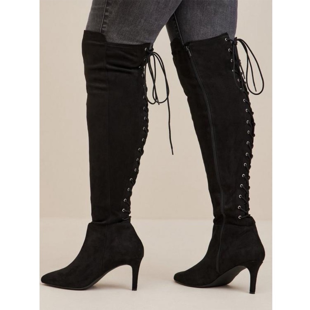 Lace Up / Zipper Closure Stiletto Over the Knee Boots - Picture 4 of 9